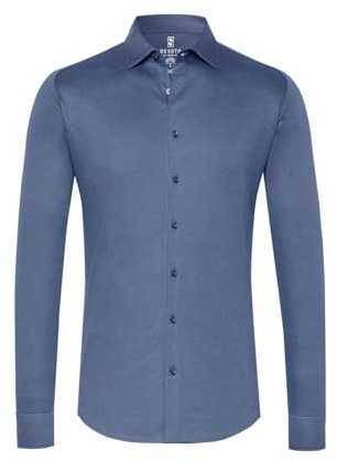 Desoto Chemise Kent Mélangé sans Repassage Bleu - Taille S - - Hommes - Vêtements -