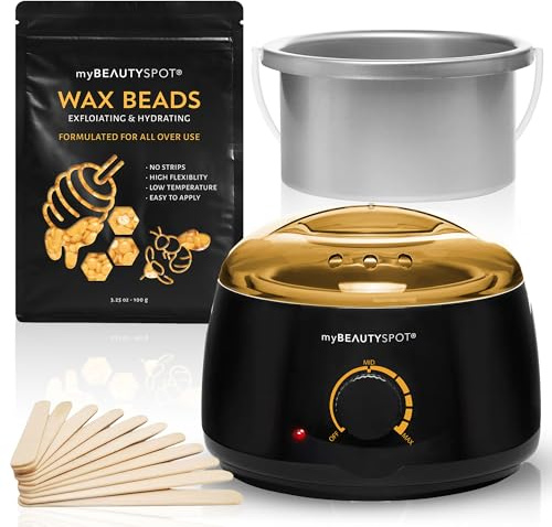 My Beauty Spot Wax Warmer for Hair Removal Kit – Wax Machine Kit for Women – At Home Hair Removal Wax Kit – Full Body Bikini Brazilian – Includes Wax Beads & Sticks