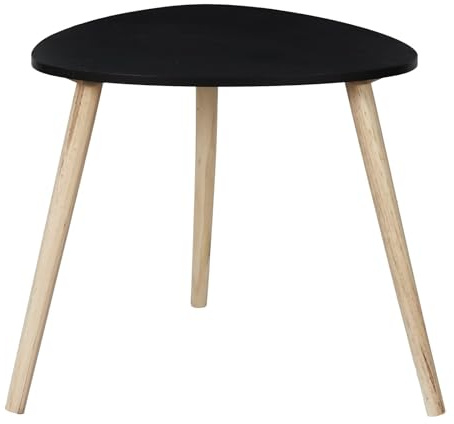 HOME DECO FACTORY, HD0497, Großer dreieckiger Beistelltisch aus schwarzem Holz, klares und modernes Design, ideal für Wohnzimmer oder Büro, Maße 48 x 46 x 48 cm, Farbe Schwarz