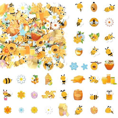 Lyreh 280 Uds Adornos Comestibles para Cupcakes de Abeja y Margarita, Primavera Adornos Pasteles de Abeja Comestibles Decoraciones Pasteles Margaritas para Fiestas Cumpleaños