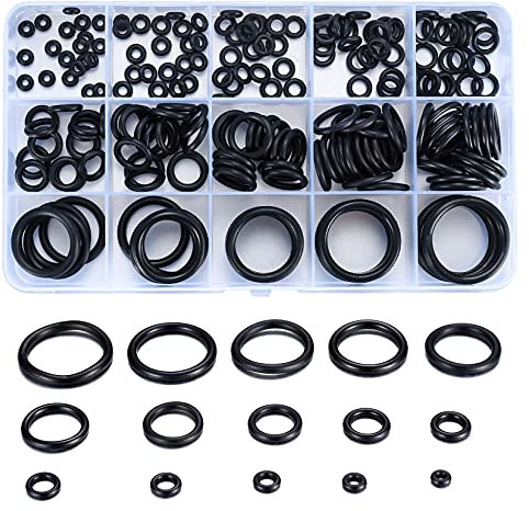 200 Pcs Rubber O Rings Assorted, Pressure Washer O Rings Rubber Assorted Seal Kit, O-ring Seals, O-Ring Gasket Assortment Kit for Plumbing Washers Mixer Tap Sink Insulated Pipe Plumber Repair(Black)