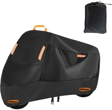 ACESOME Bache Moto, Oxford 210D Bache Exterieur Etanche, Housse Moto Exterieur, avec Bandes réfléchissantes et Sac de Rangement pour Moped Scooter Motocross (sans Serrure, XL 230 x 95 x 125cm)