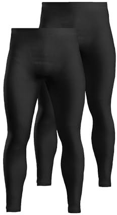 Makii Mens Thermal Underwear Long Johns – Adults Warm Baselayer 2 Pack Thermal Trousers Size UK JohnsBlack, L, Pack 2