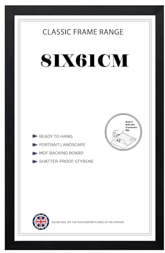 Modern Black Sleek 61 x 81 cm Poster Frame - Solid Mdf Wooden & Shatter-proof, Picture Frames for jigsaw Prints, Photos, & Posters, Certificates