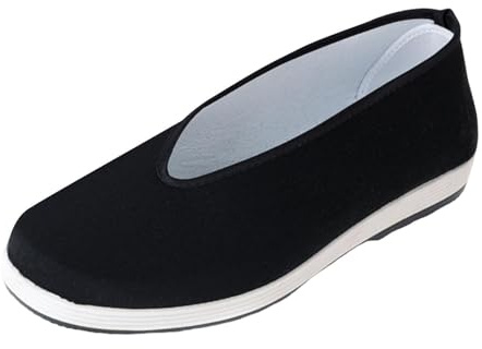 QUXVUIS Chaussures de Kung Fu Chinoises Respirantes, Noir, Trente-Sept | idéales pour le cosplay et le quotidien. Chaussures traditionnelles de Pékin, semelle en caoutchouc et toile. Cadeau