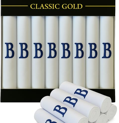 DUDU N GIRLIE Taschentücher für Herren/Herren, Satin, mit gestickten Initialen, Weiß