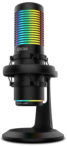 KROM Kaze – Kit Micrófono Streaming HQ con 2 Cápsulas de Condensador, Cardioide/Omnidireccional, Montura Anti-Shock, RGB, Compatible Windows, MacOS, Android e iOS – Negro