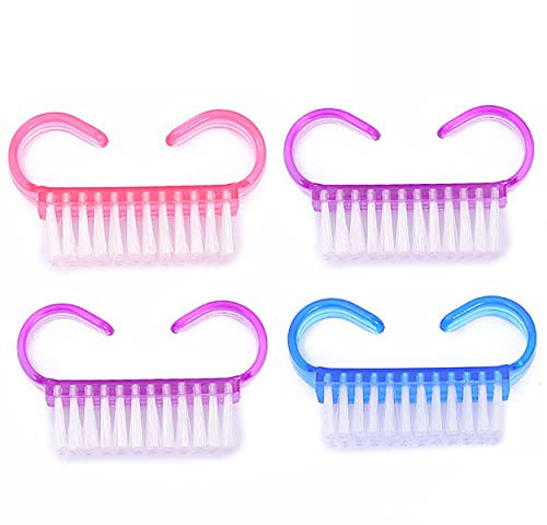 4Pcs Nail Brushes for Cleaning Nails Nail Brushes Nailbrush Nail Scrubber Hand Scrubbing Brush Nail Cleaning Brush Plastic Nail Brush Fingernail Brush for DIY Home Salon Nail Art