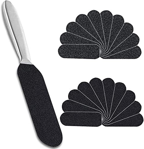 VENGABY Hornhautentferner und 20 Ersatz-Schleifpapier, Hornhaut Entfernen Fuß, Hornhauthobel Hornhaut und Hornhautfeile, Hornhautraspel, Fusspflege Set Edelstahl Handhaben, Doppelseitig Design