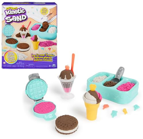 Kinetic Sand Eiscreme Set - mit 454 g original magischem Sand aus Schweden und viel Zubehör für kreativen Indoor-Sandspielspaß, für Kinder ab 3 Jahren