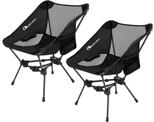 MOON LENCE 2 Pack Portable Camping Chairs Backpacking Chair - The 4th Generation Ultralight Folding Chair - Compact, Lightweight Foldable Chairs for Hiking Mountaineering, Beach