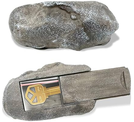 PANGAEA Key Hider Fake Rock, Weatherproof and Safe for Spare Keys, Real Look and Feel Stone, Garden, Outdoor, Geocaching (Type C Black, 1 pack)