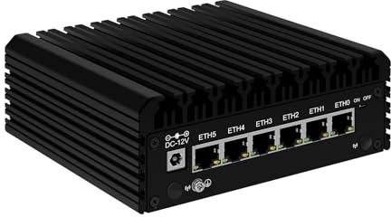 MNBOXCONET Firewall Fanless Mini PC Appliance Core i3 N305, Small Ordinateur de Bureau 6 x 2.5GbE I226-V LAN, Windows 11 Pro, Barebone NO RAM NO SSD, OPNsense, TF Slot, HD, DP