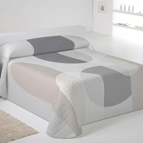 NATURALS ICEHOME - Colcha Bouti Estampada o Lisa para Verano y Entretiempo - Microfibra Extra Suave - Acolchado a Rombos - Cubrecama Reversible (Cami, Cama 135)