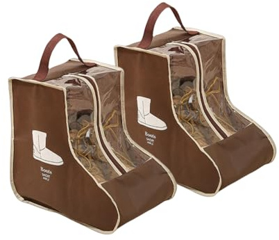 Juego de 2 bolsas de almacenamiento para botas, botas cortas portátiles y botas altas o bolsa protectora, bolsas de polvo para zapatos, fundas para zapatos para viajes, funda transparente para botas,