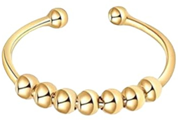 YueJieSelected Anxiety Bague dorée en acier inoxydable pour femme, anneau anti-stress, anneau de massage pour attaques de panique, anneau de pouce, bague d'humeur, doigt contre les compétences, Acier