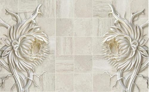 Tzxztt Sandstone Textured Stone Cutting Sunflower Modern 3D Wallpaper Embossed Silk Neutral Tones Material Ideal for Living Room Bedroom-430cm×300cm