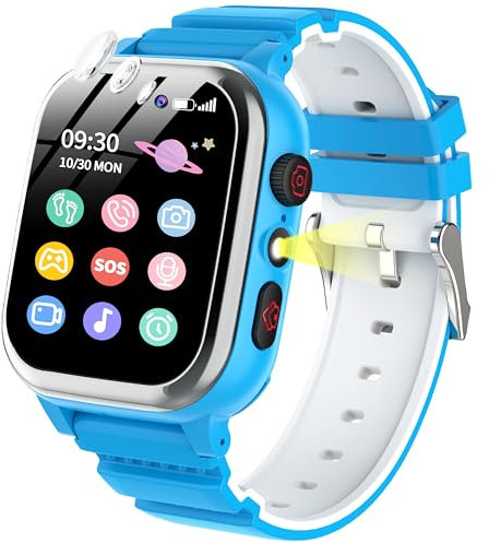 POKUJNFY Smartwatch Bambini 26 Giochi Contapassi Telefono SOS Fotocamera HD Video Player MP3 Musicale Sveglia Calorie Digitale Orologio Bambino Bambina Ragazzi e Ragazze