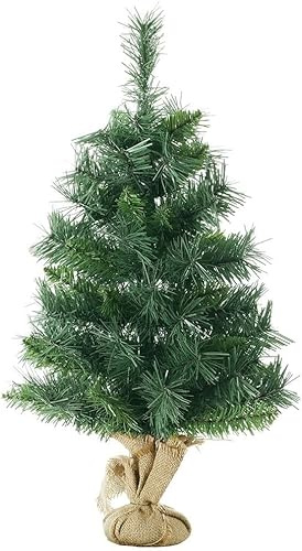 SALCAR Albero di Natale artificiale 90 cm con base in cemento - Piccolo albero da tavolo Premium per interni, decorazione natalizia perfetta