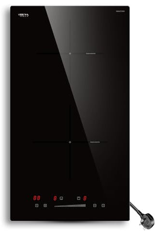 STARCHARTS Plaque Induction 2 Feux Encastrable, Plaque de Cuisson Induction 3680W 52x29cm avec Italy ILVA Glass, Commande Slider Touch, Fonction Boost, Minuterie 1-99 min, Verrouillage Enfants