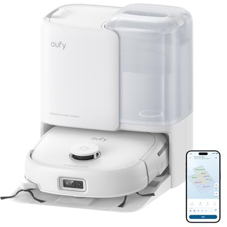 eufy Robot aspirateur et Nettoyeur E25 Omni, système HydroJet, Aspiration Turbo 20 000 Pa, zéro nœud, Nettoyage Coins et Bords, avec Station Tout-en-Un