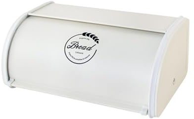 YEJBBUC Contenitore per il pane in metallo, porta rotolo superiore, per bancone della cucina, dispensa, caffè, L beige