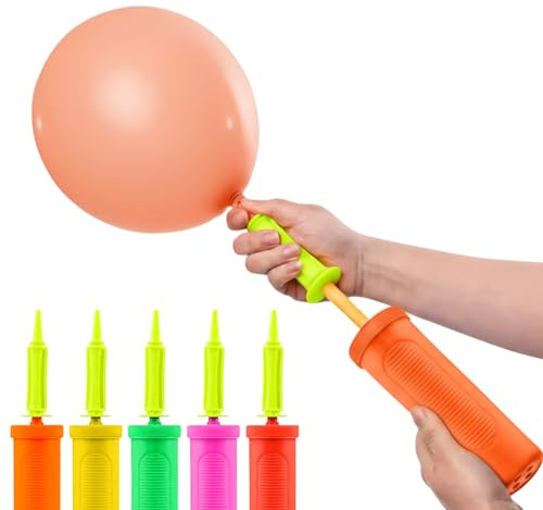 AEX Bomba de globos manual infladora manual para arco de globos, confeti, globos de fiesta, guirnalda adecuada para pelotas de fitness y yoga (naranja (paquete de 4)