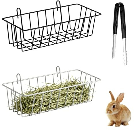 3pcs Rabbit Hay Feeder, Metal Hanging Rack with Hay Clip & Feeder