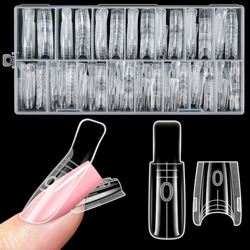 Kiiwah 240 Pezzi Sandwich Dual Form Nails Corto, Nail Form Riutilizzabile Top & Bottom Design Mold per Unghie Gel Extensions Ricostruzione, Principianti & Salone DIY Manicure (Quadrata)