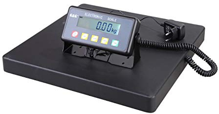 GundG PSB - Bilancia a piattaforma, per pacchi, superficie di carico resistente in alluminio di ghisa 40 x 40 cm; utilizzabile a batteria 75 kg x 20 g/5 kg x 10 g
