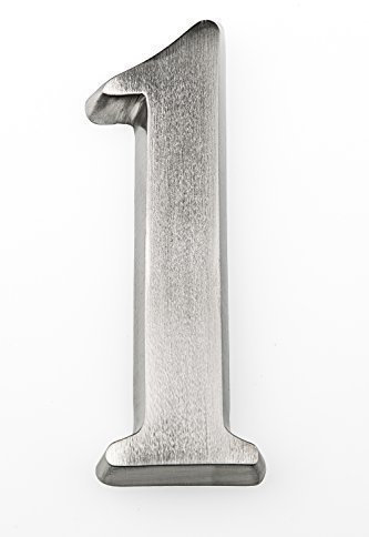 HUBER número de casa de aluminio 1 10 cm I números de casa para puerta - placas de número de casa en aluminio noble diseño 3D, anodizado