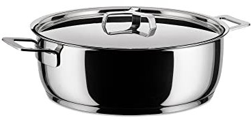 Alessi Pots&Pans Low Casserole, Stainless Steel, 28 cm (AJM102/28)