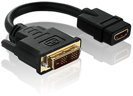 PureLink PI065 High Speed DVI/HDMI-Adapter (DVI-D Stecker (18+1) auf HDMI A Buchse), zertifiziert 0,10m