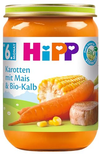HiPP Karotten mit Mais und Bio-Kalb, 6er Pack (6 x 190 g)