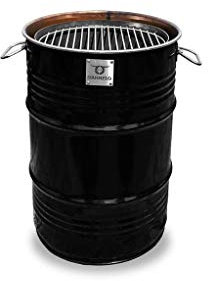 BarrelKings - BarrelQ - Barbecue Charbon de Bois - BBQ Tonneau - Grille - Brasero Exterieur - Baril de Pétrole - avec Poignées - 60 L