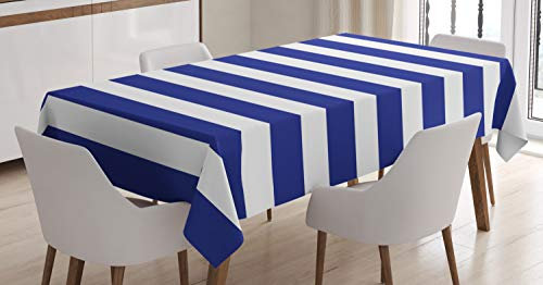 ABAKUHAUS Gestreift Tischdecke, Navy Nautical Meeres, Pflegeleicht mit Modernster Druck Technologie Waschbar und Personalisiert, 140 x 200 cm, Lila