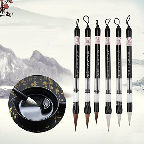 Hztyyier Pinceau à Dessin Sumi Japonais, Pinceaux de Calligraphie Chinoise pour Étudiants Débutants 6 Pcs, Aquarelle Kanji pour Bureau