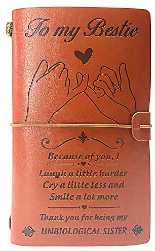 OMNIQI Regalo dell'amicizia per donne, regalo di compleanno per la migliore amica, regalo personalizzato per le donne, divertente regalo di compleanno di Natale per gli amici, diario in pelle regalo