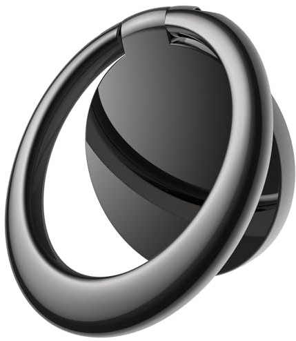 JETech Anillo Soporte Móvil, Rotación 360 Grados Metal Agarre Dedo, Soporte Ajustable Teléfono, Compatible con iPhone, Galaxy, Pixel y Más Smartphone (Negro)