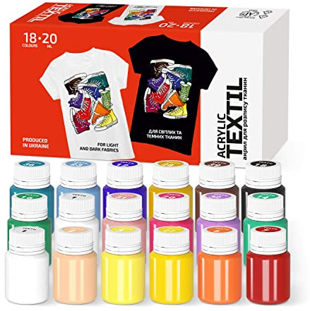 7 Artists Pintura Textil 18x20 ml Pintura para Tela, para Ropa Permanente y Lavable