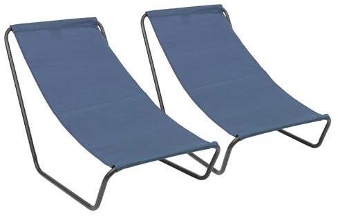 Harbour Housewares Sun Loungers - Navy - Pack of 2 - Canvas Outdoor Lawn Sunlounger Chair Lightweight Portable Chair for Garden, Beach, Picnic, Fishing