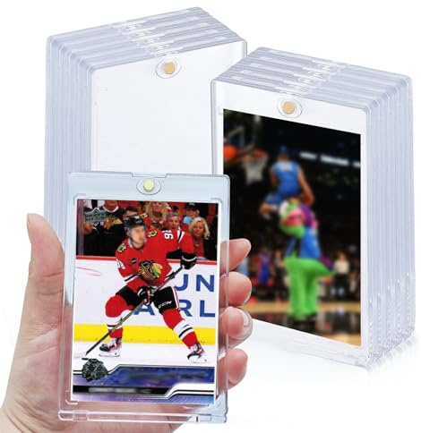 10 PCS Magnetic Card Holder for Trading Cards,35pt Baseball Cards Protectors Sleeves Hard Plastic for Collectible Sports Cards Acrylic Display Card Cases