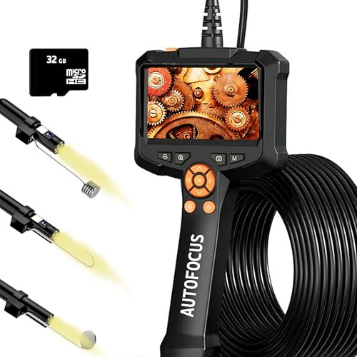 VALUEFIND Camera endoscopique Photos Videos autofocus Grand Angle 170º 1920P Endoscope 8 LEDs réglables écran 4,3 Pouces HD pour realiser Inspection canalisation Industrielle Domestique ou mécanique