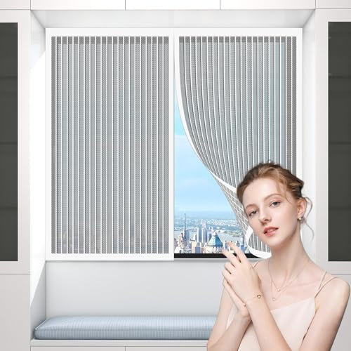 Magnetic Thermal Insulated Door Curtain 54 x 120 cm, Insect Protection Door No Gap, Mosquito Door Screen, Mesh Fly Curtain, Anti-Mosquito Curtain, for Keeping Out Flies & Bug, White