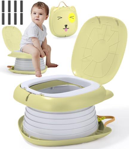 HYSINSE Toilette Reducteur Enfant Wc Petit Pot Voyage Siège Rehausseur Cuvette Bébé Avec Sac pour Garçon et Fille Intérieur Extérieur,toilette enfant,pot bebe toilette,toilette portable (Green)
