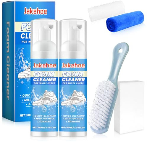flintronic 200ML Pulisci Scarpe, Kit Pulizia Scarpe, Detergente in Schiuma, con Spazzola, Asciugamano e Spugna, Pulizia Scarpe Scamosciate, per Rimuovere Macchie e Sporcizia