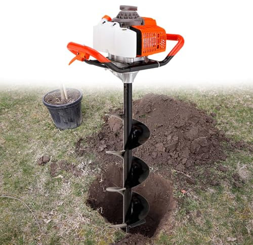 GESAIDES Trivella per Pali, 52 CC, Motore a Benzina a 2 Tempi, Scavatrice per Terra, Attrezzo per Scavare Terreno, Recinzioni da Giardino, Piante, con Punte da Trapano,20cm(7.9in)