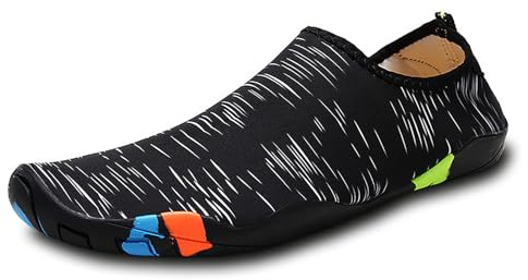 Maykafay Chaussure d'eau Water, Chaussures Aquatiques Homme Femme Unisexe, Chaussure Piscine, Chaussures de Plage, Anti Sable Antidérapant Sèche Vite, sur la Plage ou Yoga, Noir, Pointure: 43