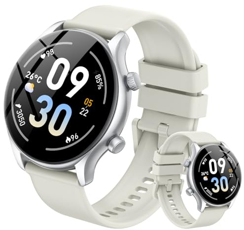 Reloj Inteligente Hombre Mujer,1.39 HD Smartwatch Hombre Mujer con Llamadas y Voz de Al, Notificaciones, Smart Watch con Pulsómetro/SpO2/Monitor de Sueño,115+ Modos Deportes, IP68 Blancanieves
