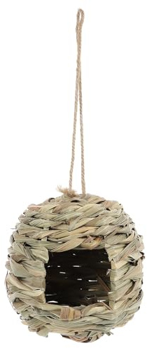 TOYANDONA Casetta per Uccellini da Esterno in Paglia Intrecciata, Leggero e Portatile, per Giardino e Cortile Come Nido Naturale Sospeso per Piccoli Uccelli